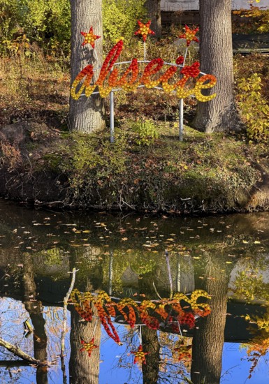The Lippe River at the Naval Association with the artwork by Jan Philip Scheibe, Lichtpromenade