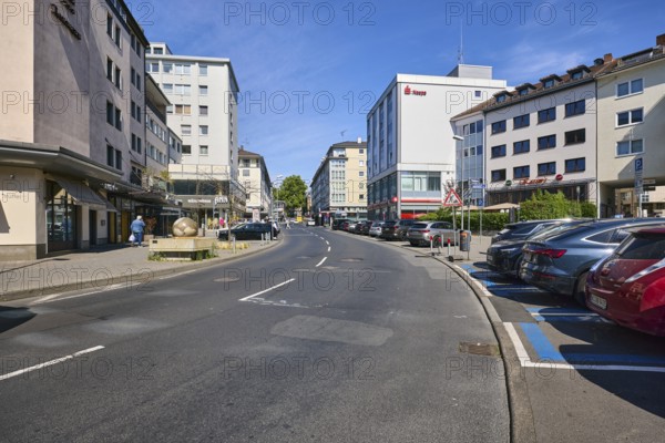 General architecture, houses, residential and commercial buildings, Nassauische Sparkasse, parking