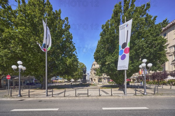 Flags on flagpoles, Rheingau Music Festival, A summer full of music, lantern, general architecture,