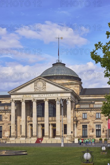 Spa hotel, neo-classical style, architect Friedrich von Thiersch, columns, Aquis Mattiacis