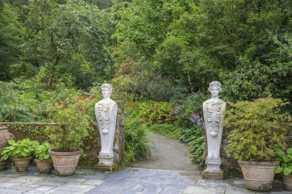 Statues in the Italian Garden near the castle, Glenveagh National Park, Cross Roads, County