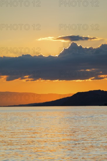 Colorful sunset over Lake Geneva, near Montreux, Canton of Vaud, . switzerland