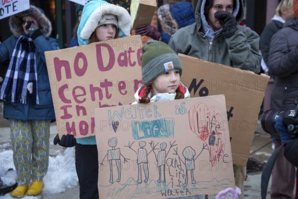 Saline, Michigan USA - 1 December 2025 - Rural Michigan residents rally against the $7 billion