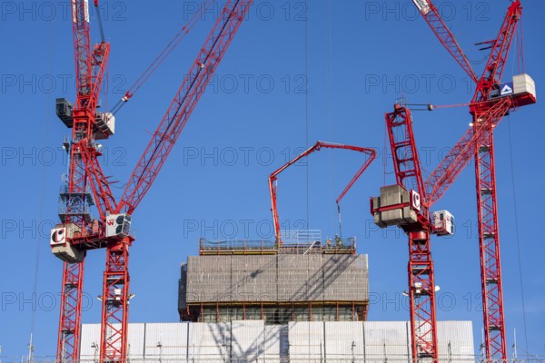 Construction site of the Covivio high-rise building near Alexanderplatz in Berlin, mixed use of