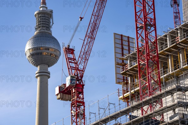 Construction site of the Covivio high-rise building in the vicinity of Alexanderplatz in Berlin,