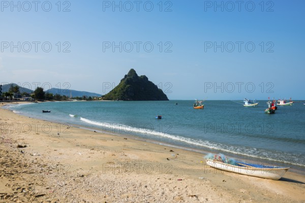 Lonely beach, Ao Noi Beach, Prachuap Khiri Khan, Prachuap Khiri Khan Province, Central Thailand,