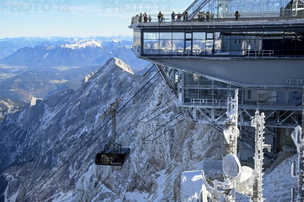 Mountain station of the cable car to the Zugspitze (2962 m), German side, Grainau municipality,