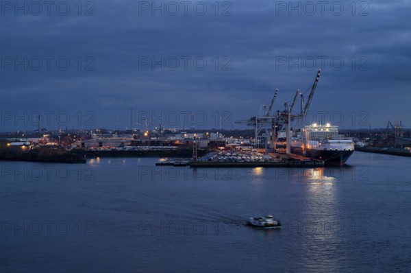 Container ship, container terminal, container bridges, port cranes, port, Hafencity, Free and