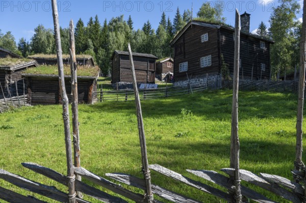 Maihaugen open-air museum with houses and objects from farms in Gudbrandsdal, Lillehammer am Mjøsa