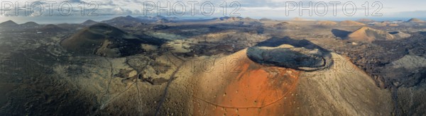Caldera Colorada volcano and Montaña Negra, picturesque volcanic landscape with volcanic craters