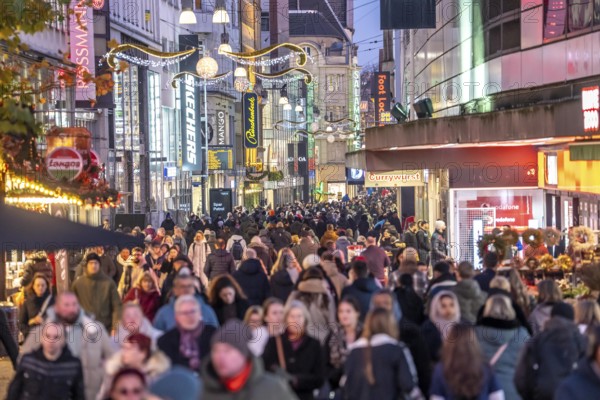 The Westenhellweg in Dortmund, pedestrian zone, city center, busy shopping street in mid-November,