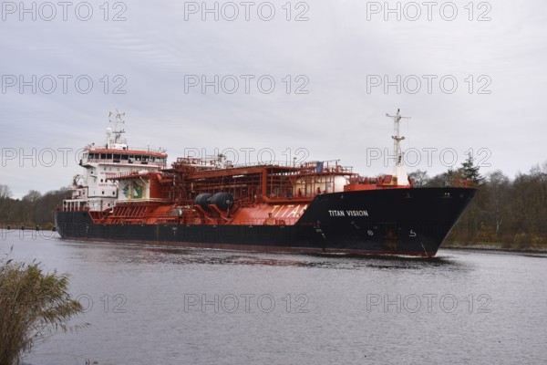 LNG tanker TITAN VISION sails in the Kiel Canal, NOK, Kiel Canal, Kiel Canal, Schleswig-Holstein,