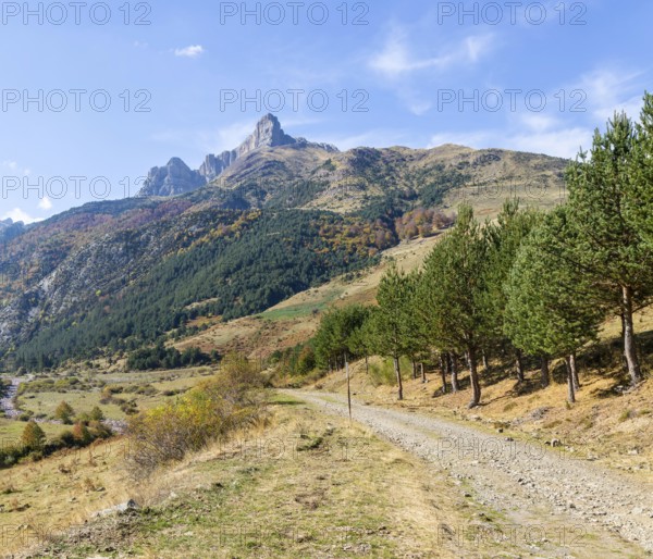 Mountain landscape Guarrinza - La Mina, Aragon Subordan river valley, Parque Natural Valles