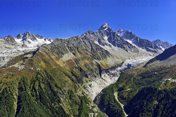 From left front Glacier du Tour back Aiguilles du Tour, right Aiguille du Chardonnet, in front