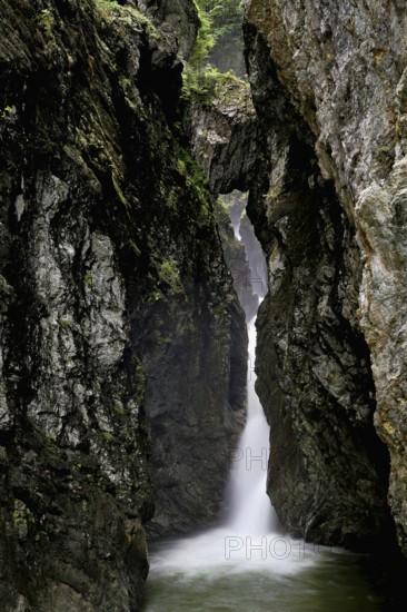 Small waterfall, Diosaz mountain river in the gorge, Gorges de la Diosaz, Les Houches,