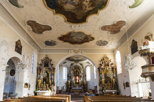Interior view, monastery church, St. Märgen, Southern Black Forest, Black Forest,