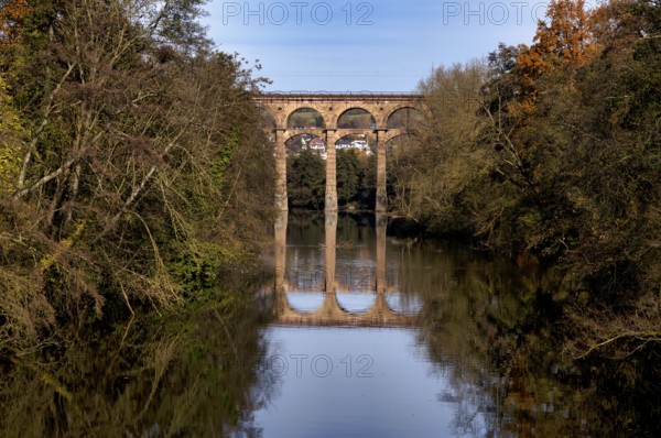 Railway viaduct, Enz viaduct, railway bridge, across Enz river, Bietigheim-Bissingen,