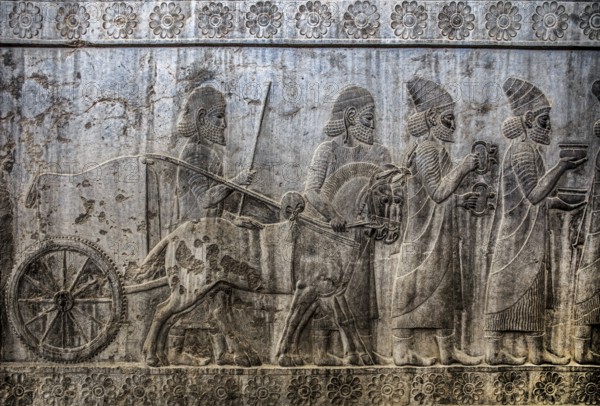 Relief detail of the delegation of peoples bringing gifts to Darius on the stairs of the Apadana