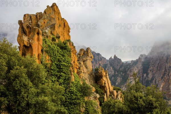 Calanche, bizarre rock formations 400 m above sea level, UNESCO World Heritage Site, Corsica,
