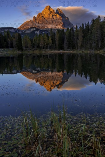 Mountain lake, mountains, reflection, sunny, evening light, Lake Antorno, Lake Antorno, Three