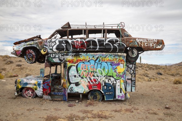 Goldfield, Nevada - The International Car Forest of the Last Church. Artist Mark Rippie has