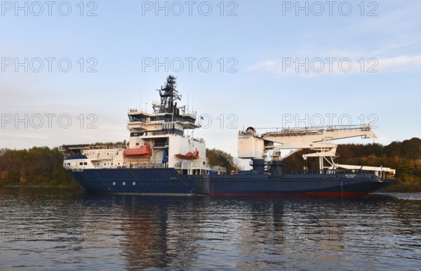 Icebreaker and offshore supply vessel BOTNICA sails through the Kiel Canal, NOK, Kiel Canal, Kiel