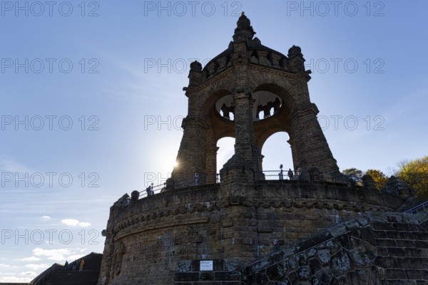 Kaiser Wilhelm Memorial, national monument with dome, landmark, sunny autumn weather, back light,