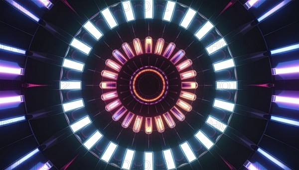 Abstract background of slightly unfocused multicolored glass lenses spinning and rotating,
