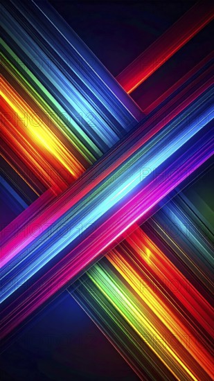Abstract digital art featuring vibrant, intersecting neon lines creating a geometric pattern,