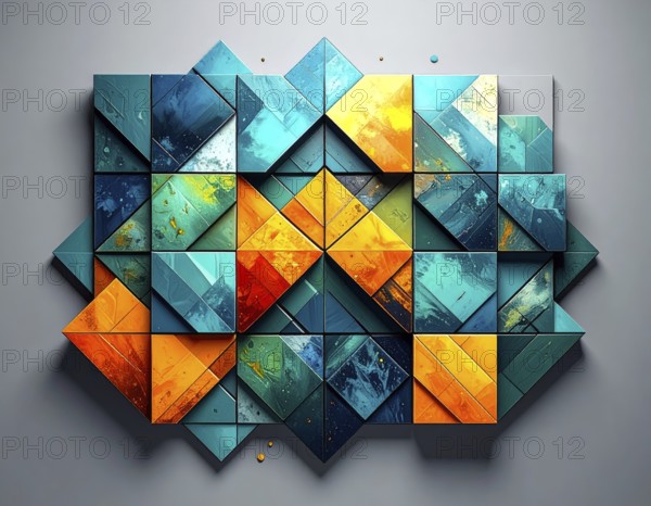Abstract modern template, geometric effect stylized as mosaic tile, vibrant colorful business