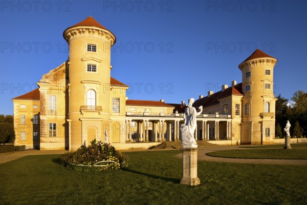 Rheinsberg Castle, front in late evening light, prime example of Friederician Rococo, Ruppiner