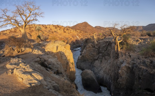 Epupa Falls, sunset at Epupa Waterfalls, Kaokoveld, Namibia