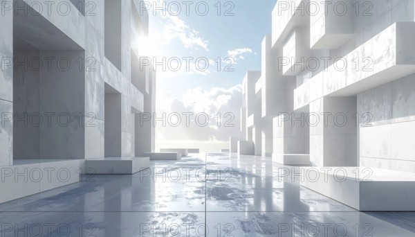 3d illustration of abstract modern architecture background, Minimal geometry architectural design,
