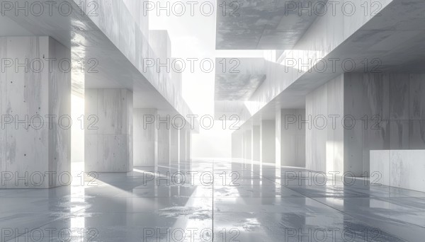 3d illustration of abstract modern architecture background, Minimal geometry architectural design,