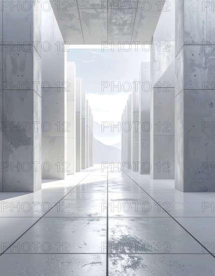 3d illustration of abstract modern architecture background, Minimal geometry architectural design,