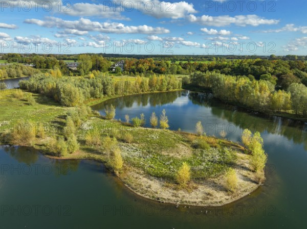 Wesel, Lower Rhine, North Rhine-Westphalia, Germany - autumn on the Lippe, trees with colorful