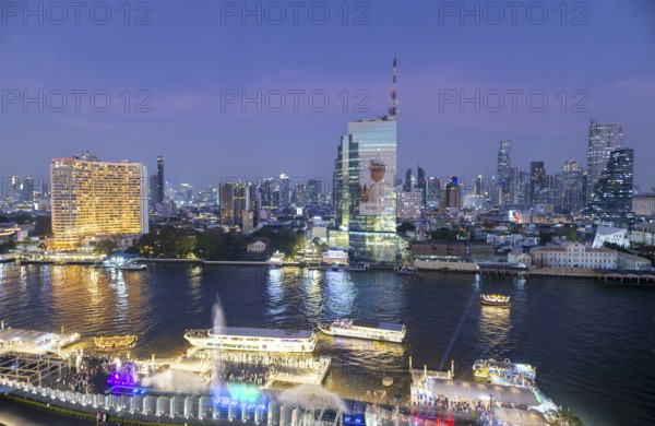 Panorama from IconSiam over Mae Chao Praya, Bangkok skyline, Thailand