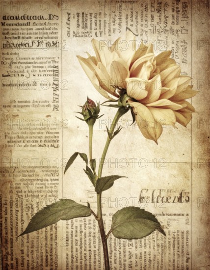Grunge old public newspaper, texture background wallpaper illustration, vintage tattered yellow