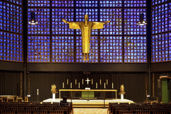 Kaiser Wilhelm Memorial Church, interior of the New Church with Resurrection Christ, Berlin,
