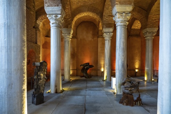 Art exhibition in the cistern in Gülhane Park in Istanbul, Turkey