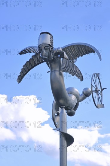 Sculpture Birdman by Albert Sous, modern art, abstract art, stainless steel, metal sculpture,