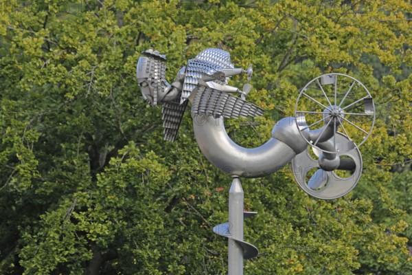Sculpture Birdman by Albert Sous, modern art, abstract art, stainless steel, metal sculpture,
