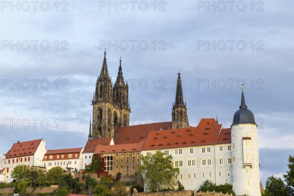 View of Albretsburg Castle and Meissen Cathedral, St. Johannis and St. Donatus, Old Town, Meissen,