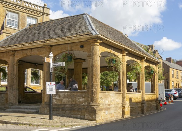 The Market House historic build in town centre, Ilminster, Somerset, England, UK