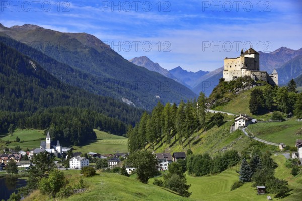 Tarasp Castle in the Lower Engadine, Graubünden, Switzerland
