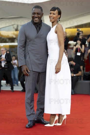 Venice, Italy - 2 September 2025: Idris Elba and Sabrina Dhowre Elba during the red carpet of - A