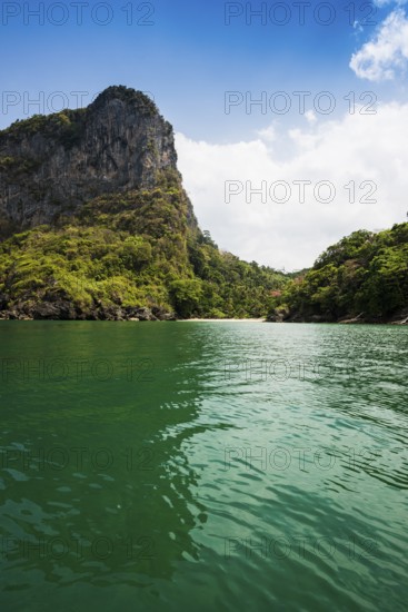 White sandy beach and coconut palms, Sabai Beach, Koh Mook, Trang Province, Southern Thailand,