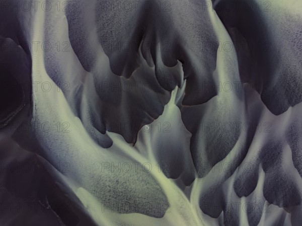 River, river course, river delta, aerial view, sediments, structures, South Iceland, Iceland