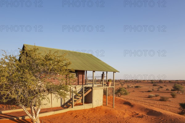 Some of the chalets of the Bagatelle Kalahari Game Ranch are built on top of a sand dune. Kalahari