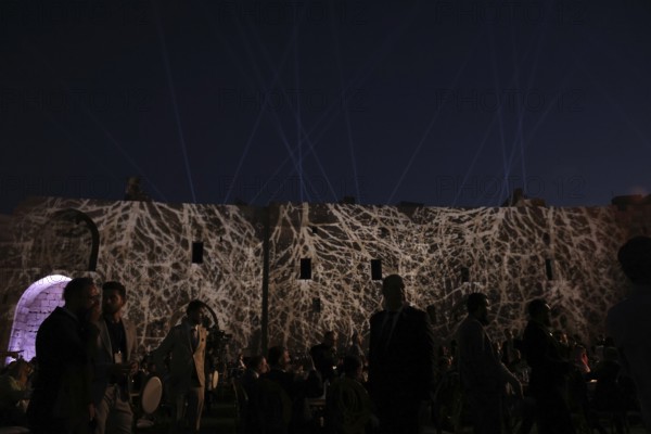 The inauguration of the Syrian Development Fund at Damascus Citadel featured light shows and stage